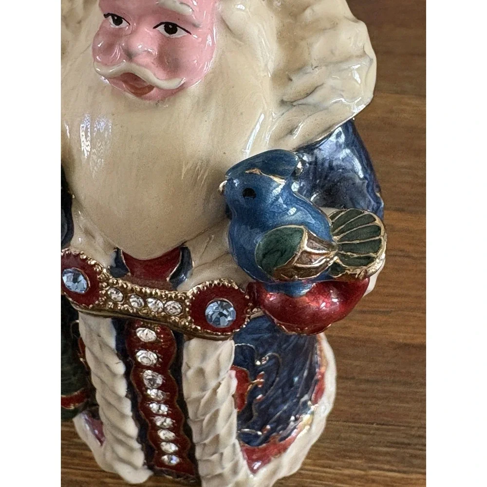 Santa Clause Trinket Box‎ Enamel With Swarovski Crystals Multicolor Jeweled